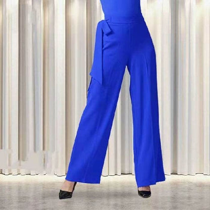 Women's Wide Leg Pants - High Waist Solid Color Draping Design - Buy Center US