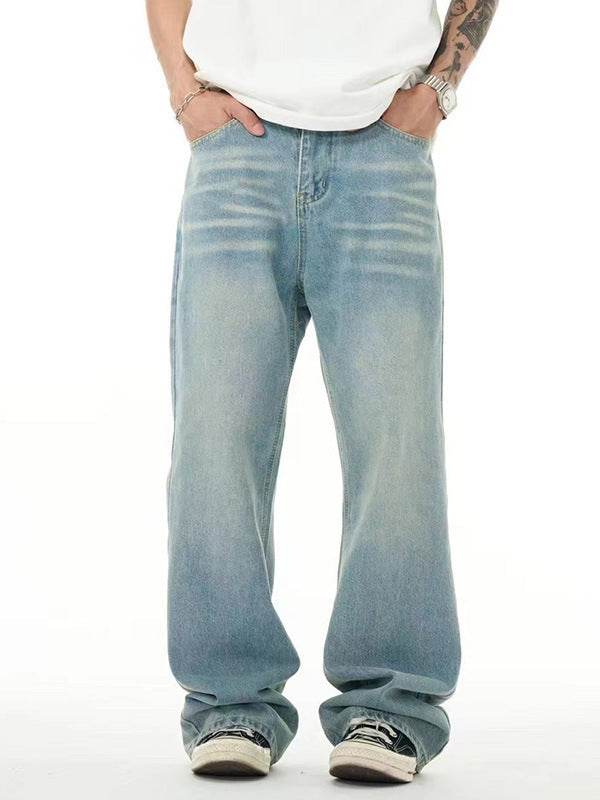 Buycenter Light Blue Washed Jeans - Loose Straight Wide Leg Fit - Buy Center US