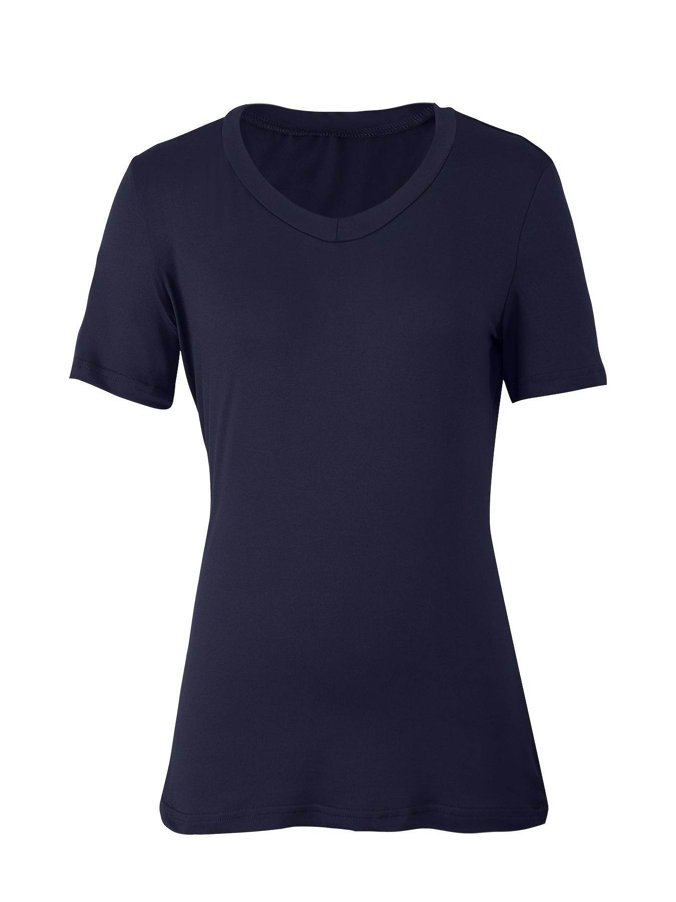 Women's V-neck Slim-fit Top - Short Sleeve, Available in Multiple Colors - Buy Center US