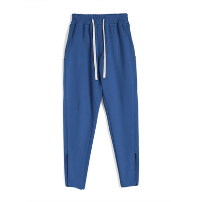 Slim Fit Ankle Banded Pants - Zipper Design & Drawstring Style - Buy Center US