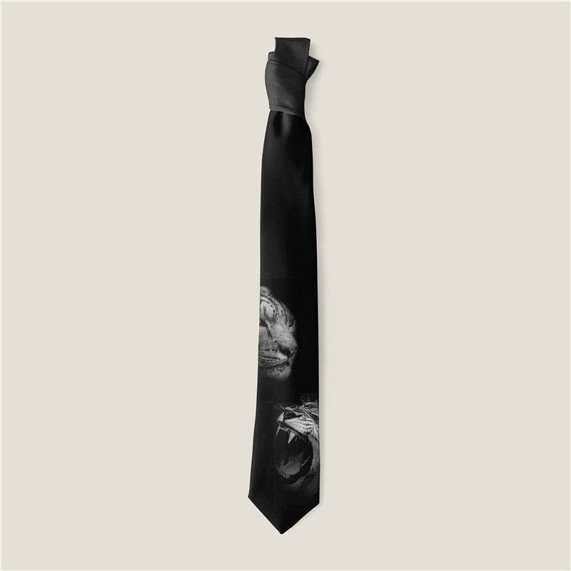Buycenter Creative Animal Rose Print Tie - Stylish Polyester Necktie - Buy Center US