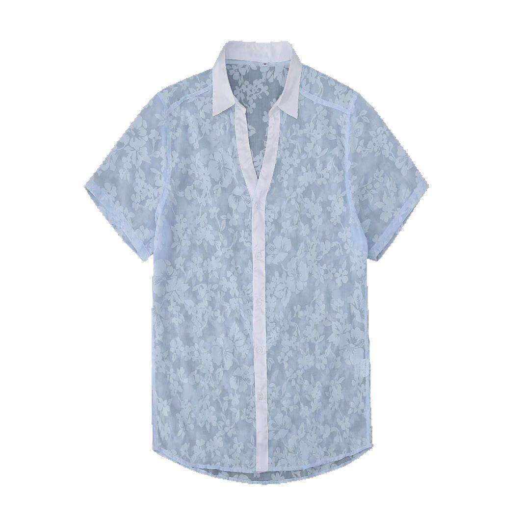 Buycenter Hawaiian Jacquard Shirt - Short Sleeve Casual Beachwear - Buy Center US