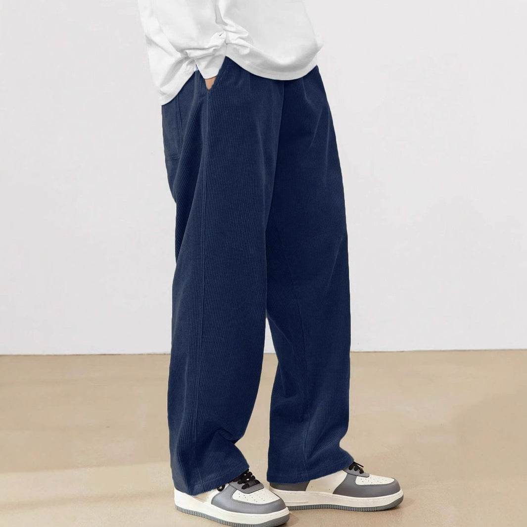 European Size Men's Corduroy Casual Pants - Creamy White, Black, Navy - Buy Center US