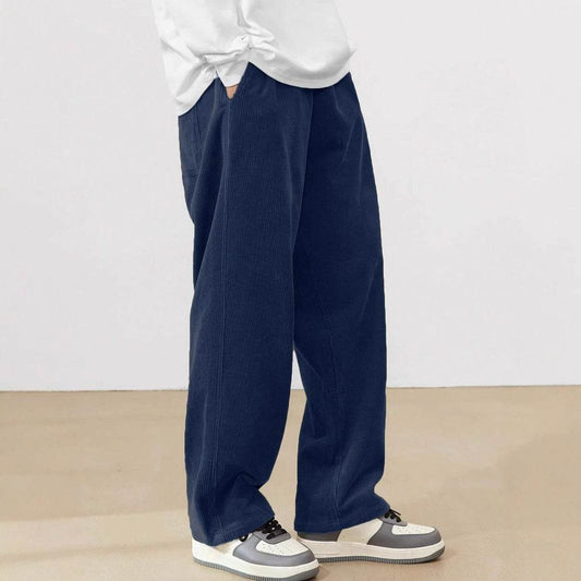 European Size Men's Corduroy Casual Pants - Creamy White, Black, Navy - Buy Center US