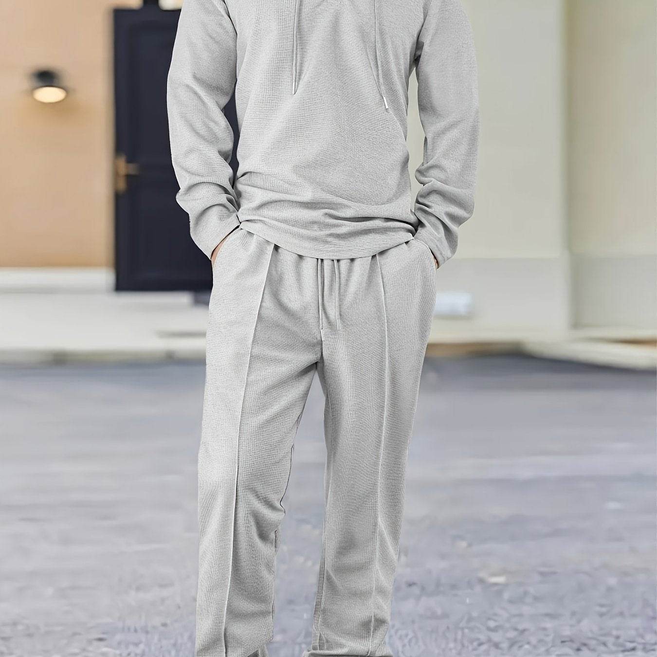 Casual Men's 2-Piece Set - Hooded Sweatshirt & Drawstring Pants - Buy Center US