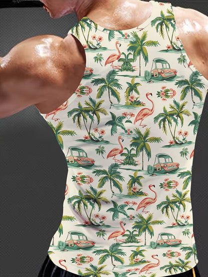Men's Lion Graphic Print Tank Top - Casual Summer Vest, Skinny Fit - Buy Center US