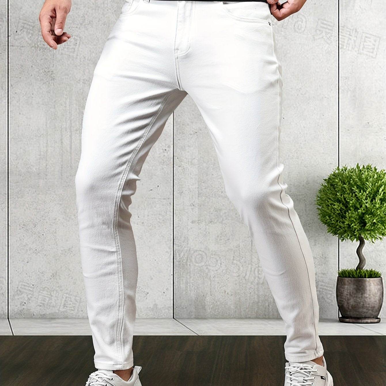 Men's Mustard Yellow Slim-Fit Jeans - All-Season Casual Comfort - Buy Center US