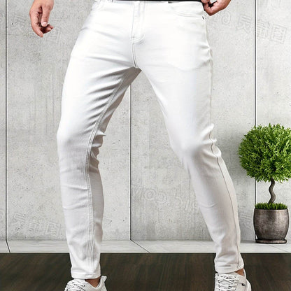 Men's Mustard Yellow Slim-Fit Jeans - All-Season Casual Comfort - Buy Center US