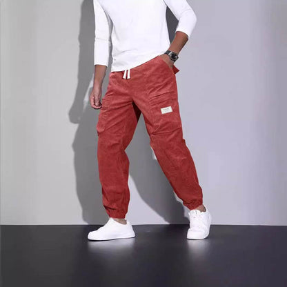Buycenter Men's Corduroy Overalls - Loose Fit, Multi-Pocket Trousers - Buy Center US