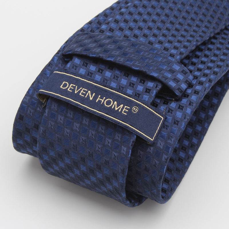 Buycenter Navy Blue Plaid Tie for Men - 7cm Business Casual Style - Buy Center US