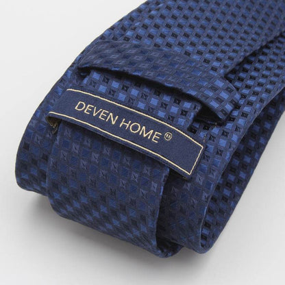 Buycenter Navy Blue Plaid Tie for Men - 7cm Business Casual Style - Buy Center US