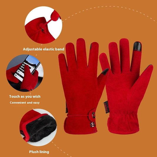 Genuine Leather Touch Screen Gloves - Warm Winter Fashion for All - Buy Center US