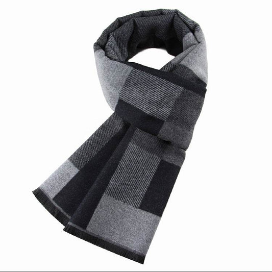 Buycenter Men's Wool-like Plaid Scarf - Stylish & Warm, Mid-Length - Buy Center US