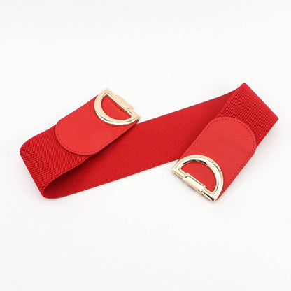 Stylish Women's Wide Belt with Elastic Buckles - Multiple Colors Available - Buy Center US