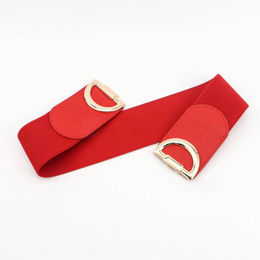 Stylish Women's Wide Belt with Elastic Buckles - Multiple Colors Available - Buy Center US