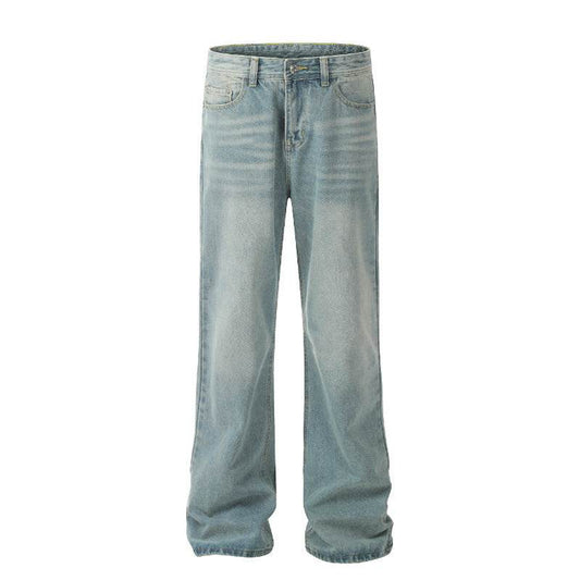 Buycenter Light Blue Washed Jeans - Loose Straight Wide Leg Fit - Buy Center US
