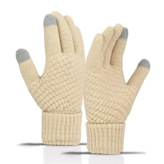 Warm Fleece-lined Cycling Gloves - Wind-proof Touchscreen Knitted Design - Buy Center US