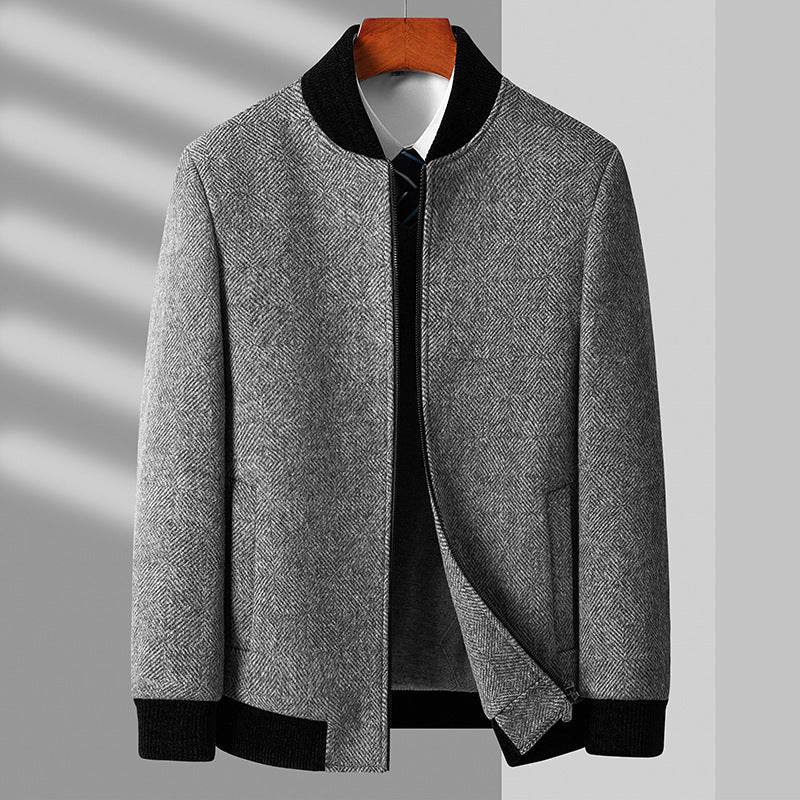 Buycenter Business Casual Woolen Jacket - Thickening Zippered Collar, Men’s - Buy Center US
