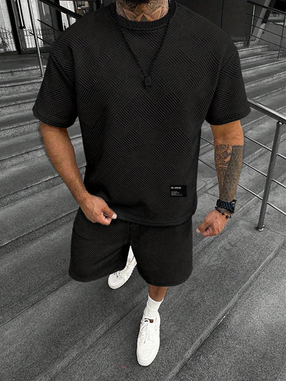Men’s Vintage Two-Piece Set - Loose-Fit T-Shirt & Drawstring Shorts - Buy Center US