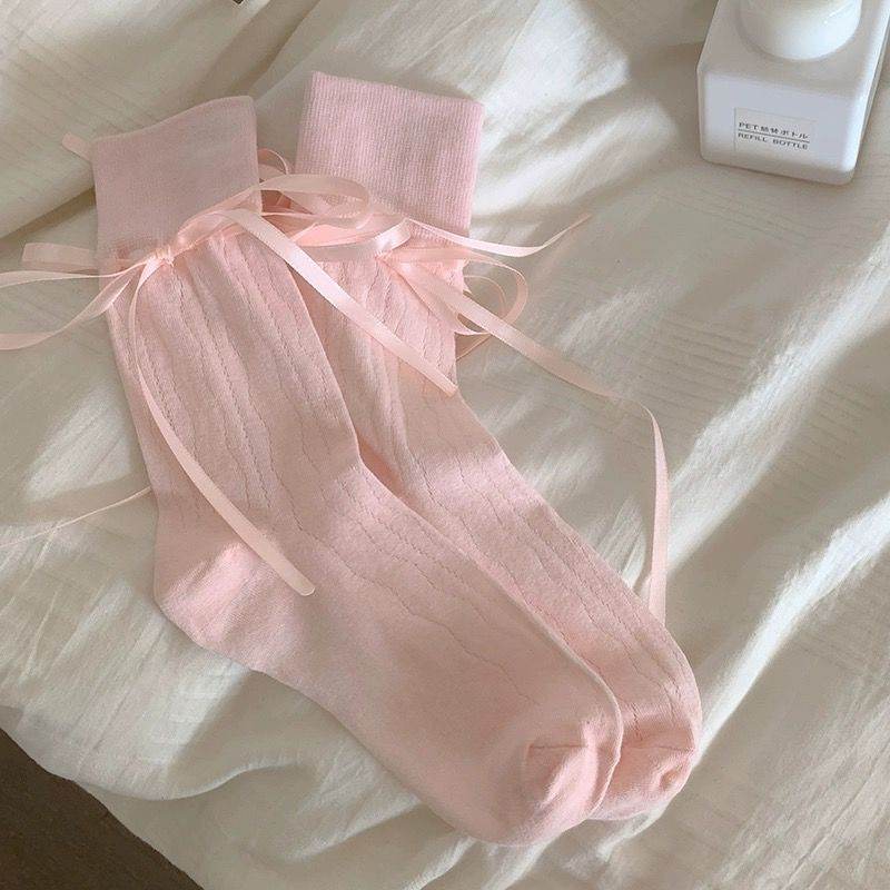 Women’s Mid-Calf Socks with Bow Strap - Stylish and Comfortable - Buy Center US