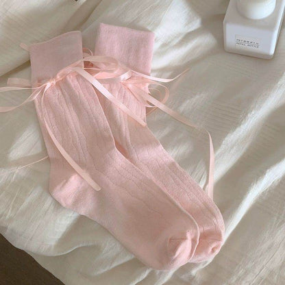 Women’s Mid-Calf Socks with Bow Strap - Stylish and Comfortable - Buy Center US