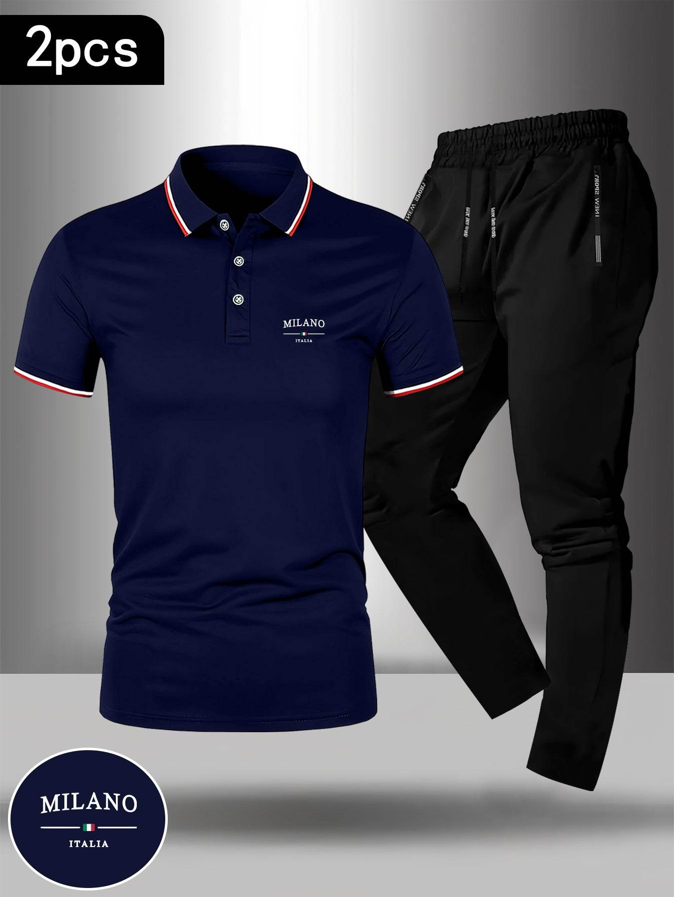 Men's Milano Print Polo Shirt & Pants Set - Casual Summer Fashion - Buy Center US