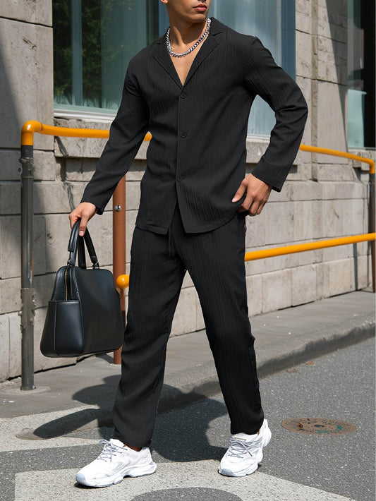 Elegant Autumn Long Sleeve Shirt & Pants Casual Suit - Comfortable Fit - Buy Center US