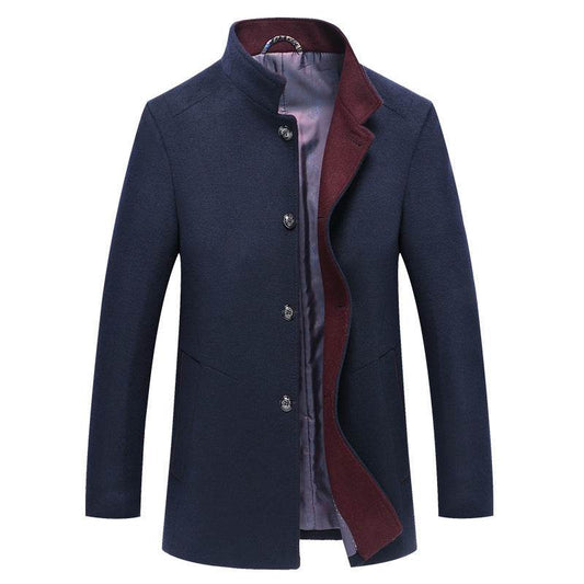 Buycenter Slim-Fit Woolen Coat - Autumn Winter Single-Breasted Trench - Buy Center US