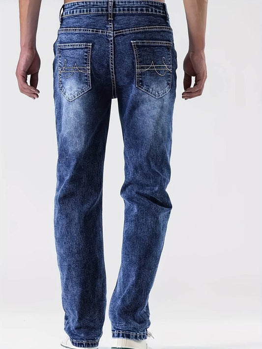 Men's Casual Straight Leg Jeans - 2024 New Style with Elastic Fit - Buy Center US