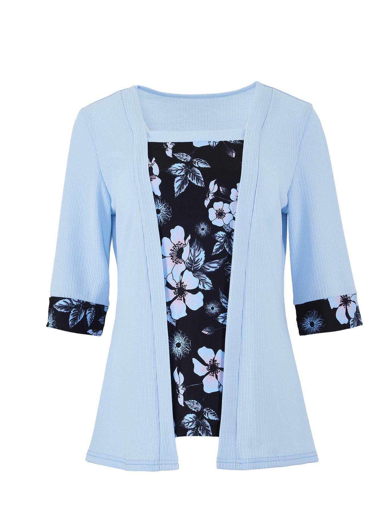 Women's Printed Two-Piece Half Sleeve T-Shirt - Stylish Comfort Top - Buy Center US