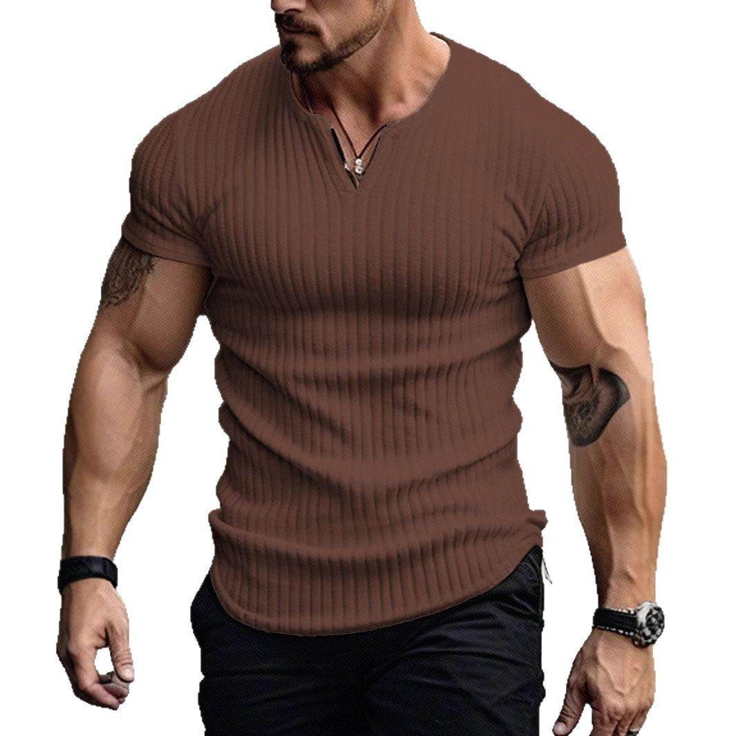 Sports Slim-Fitting Men's Short Sleeve Shirt - Stylish Stripes in Multiple Colors - Buy Center US