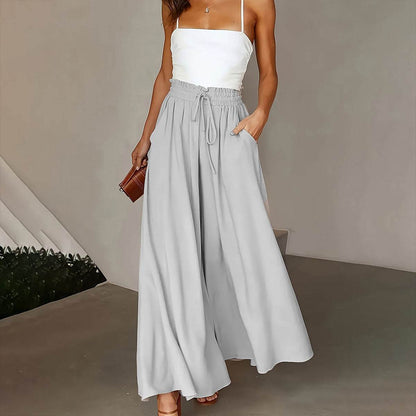 Casual High Waist Wide Leg Palazzo Pants - Effortless Elegance for All-Day Comfort - Buy Center US
