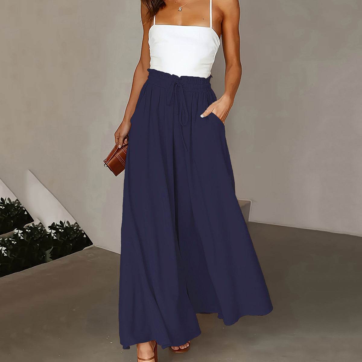 Casual High Waist Wide Leg Palazzo Pants - Effortless Elegance for All-Day Comfort - Buy Center US