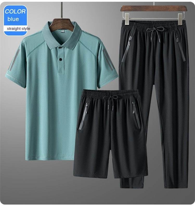 Buycenter Men's Summer Sports Suit - Ice Silk, Casual & Comfortable - Buy Center US