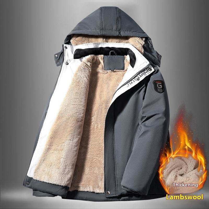 Buycenter Men's Winter Lambskin Jacket - Thickened & Warm Cotton Cardigan - Buy Center US