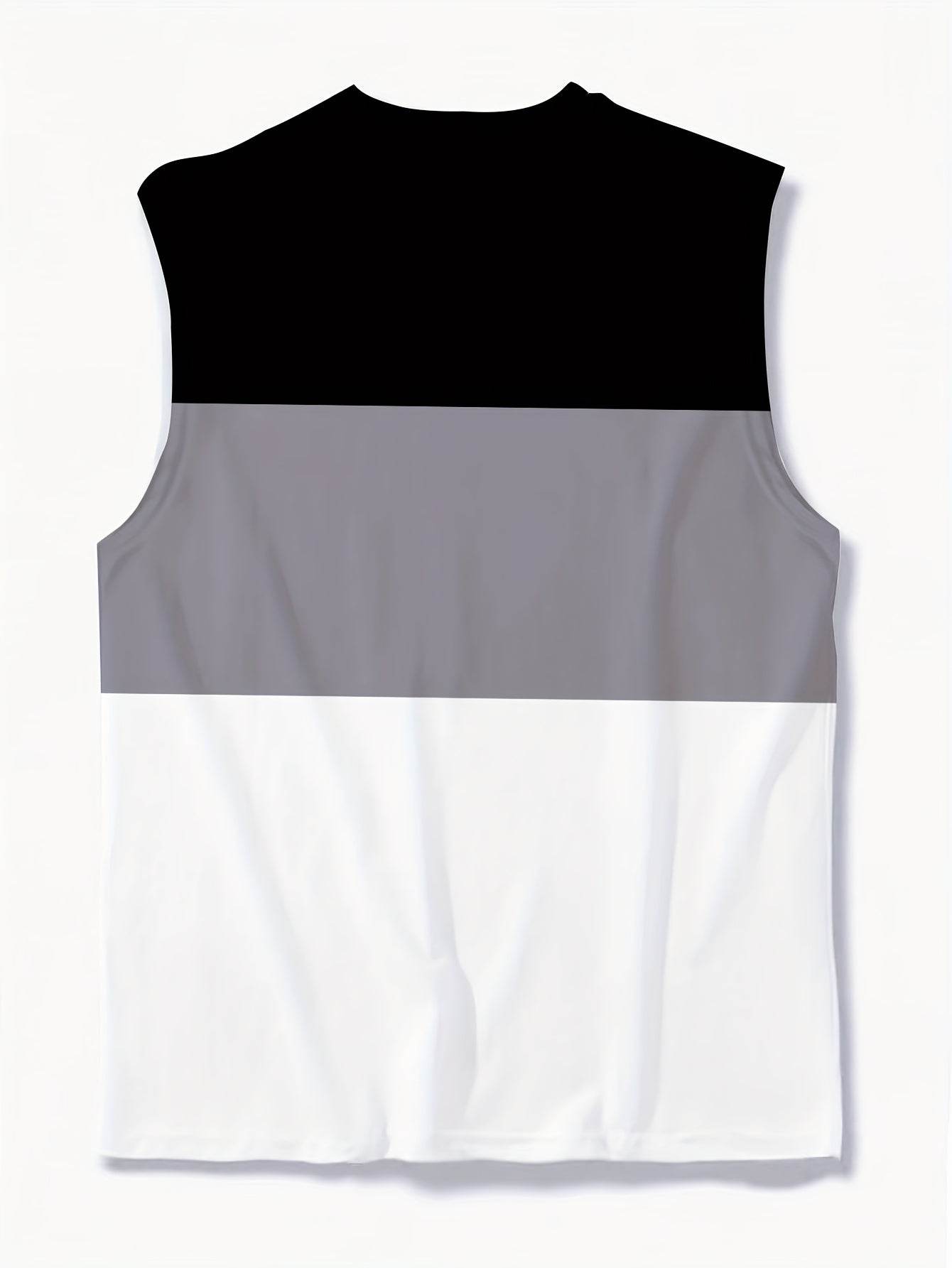 Men’s 3D Print Color Block Tank Top - Breathable Sleeveless Summer Shirt - Buy Center US