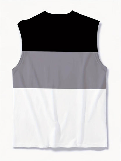 Men’s 3D Print Color Block Tank Top - Breathable Sleeveless Summer Shirt - Buy Center US