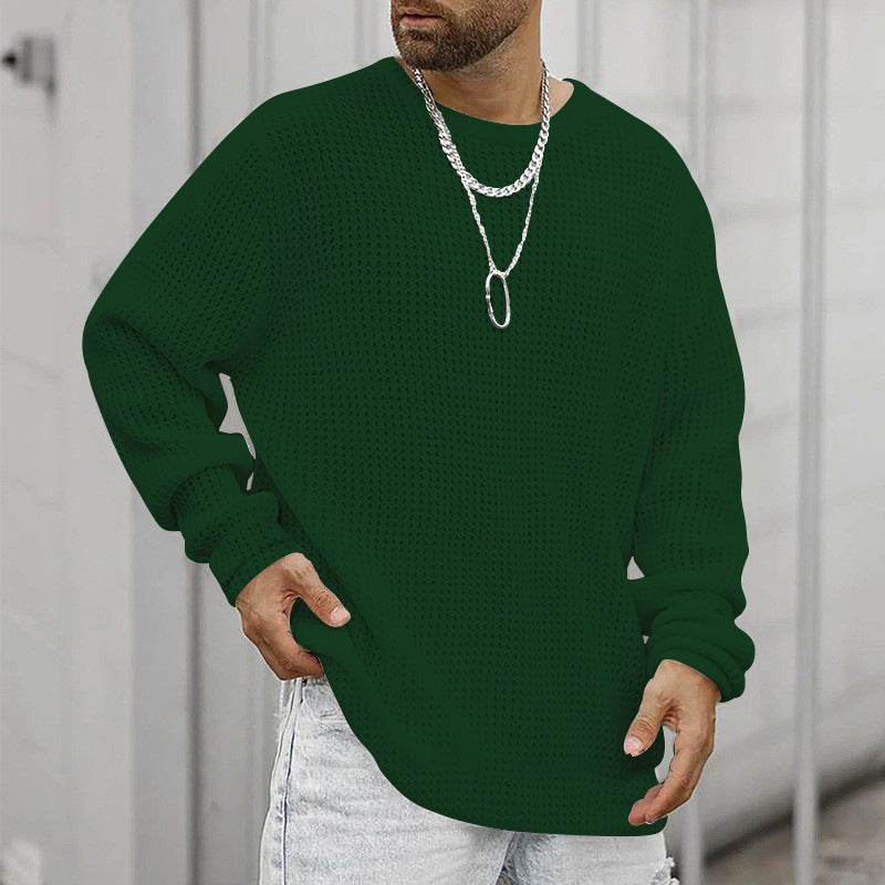 Casual Men's Long Sleeve Crew Neck Pullover - Loose Fit, Multiple Colors - Buy Center US