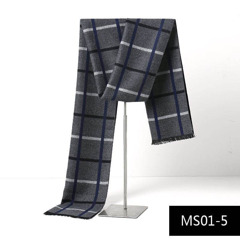 Buycenter Men's Cashmere Warm Scarf - Stylish Grid Design for Autumn - Buy Center US