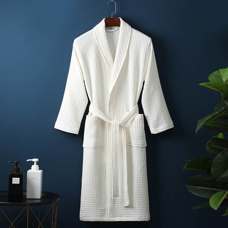 Buycenter Pure Cotton Bathrobe - Long Waffle Nightgown for Couples - Buy Center US