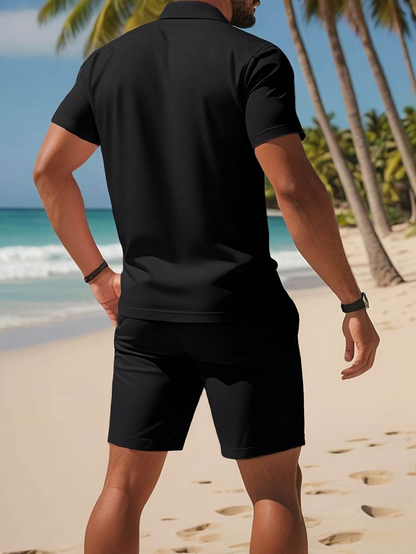 Summer Beach Style MILANO Shorts Set - Casual Polo and Print Design - Buy Center US
