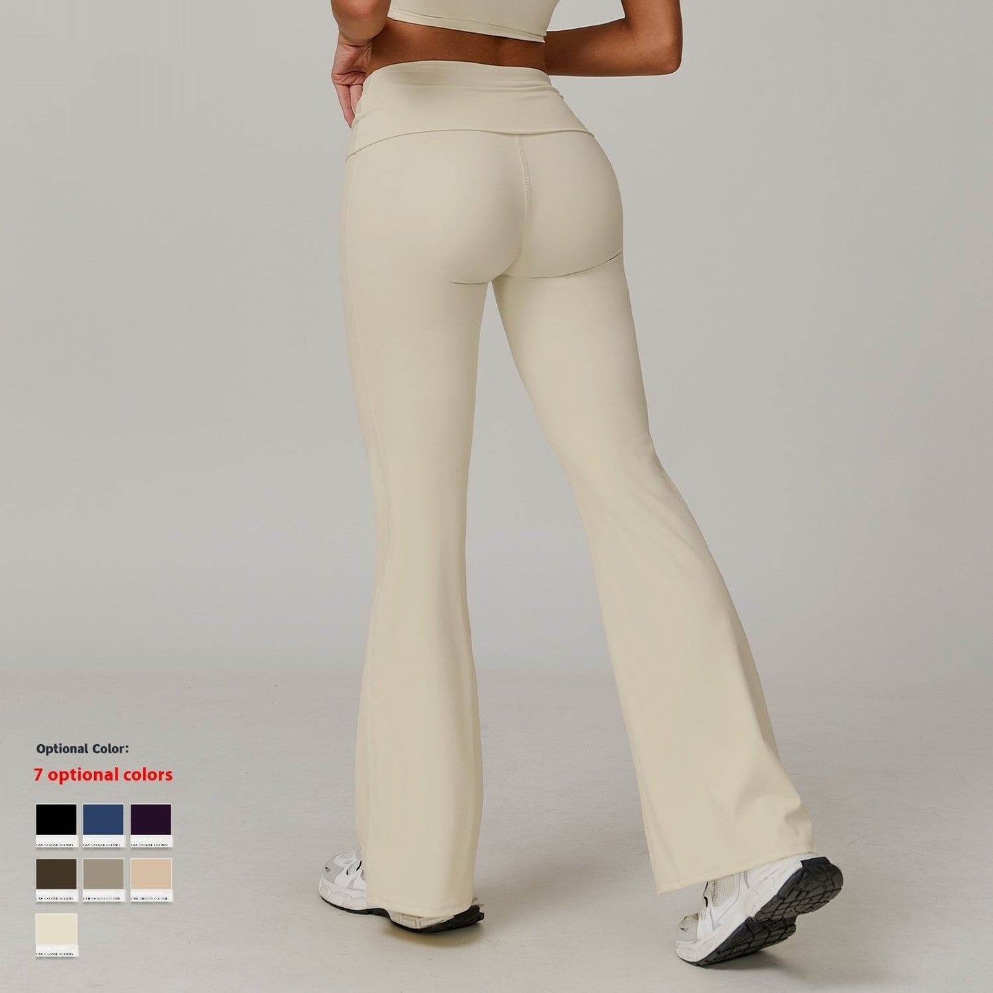 Women's High Waist Yoga Pants - Casual, Folding Design for Fitness - Buy Center US
