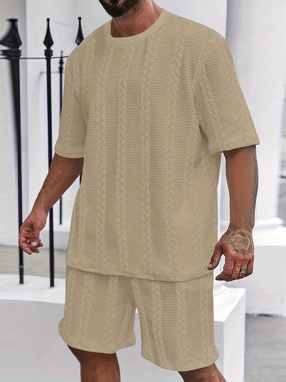 2025 Summer Braided Casual Sports Suit for Men - Polyester, Regular Fit - Buy Center US