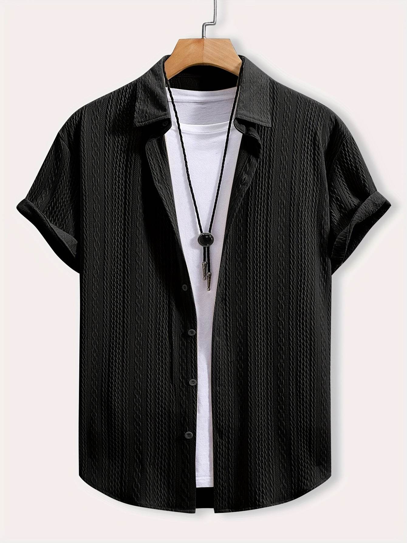 Men's Geometric Pattern Casual Shirt - Short Sleeve Lapel Collar Fit - Buy Center US