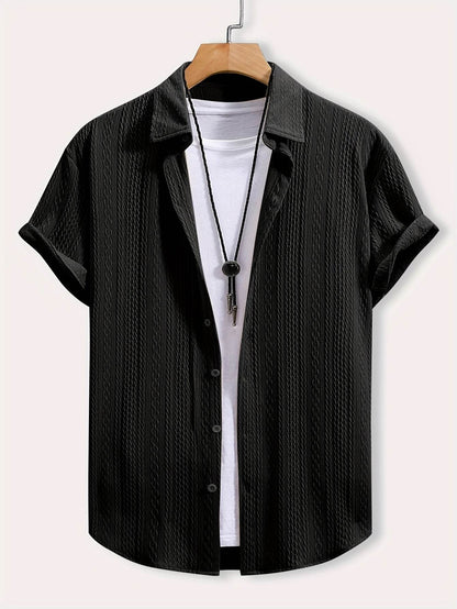 Men's Geometric Pattern Casual Shirt - Short Sleeve Lapel Collar Fit - Buy Center US
