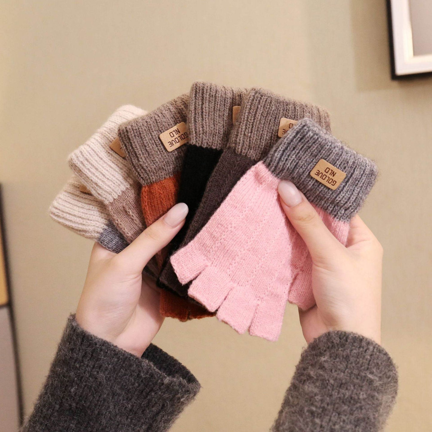 Warm Wool Knitted Half Finger Gloves - Touch Screen & Windproof - Buy Center US