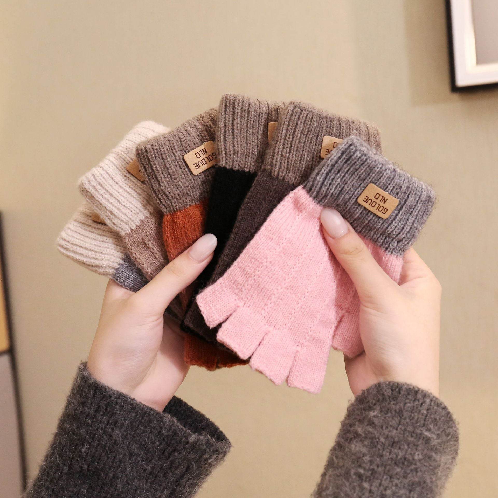 Warm Wool Knitted Half Finger Gloves - Touch Screen & Windproof - Buy Center US