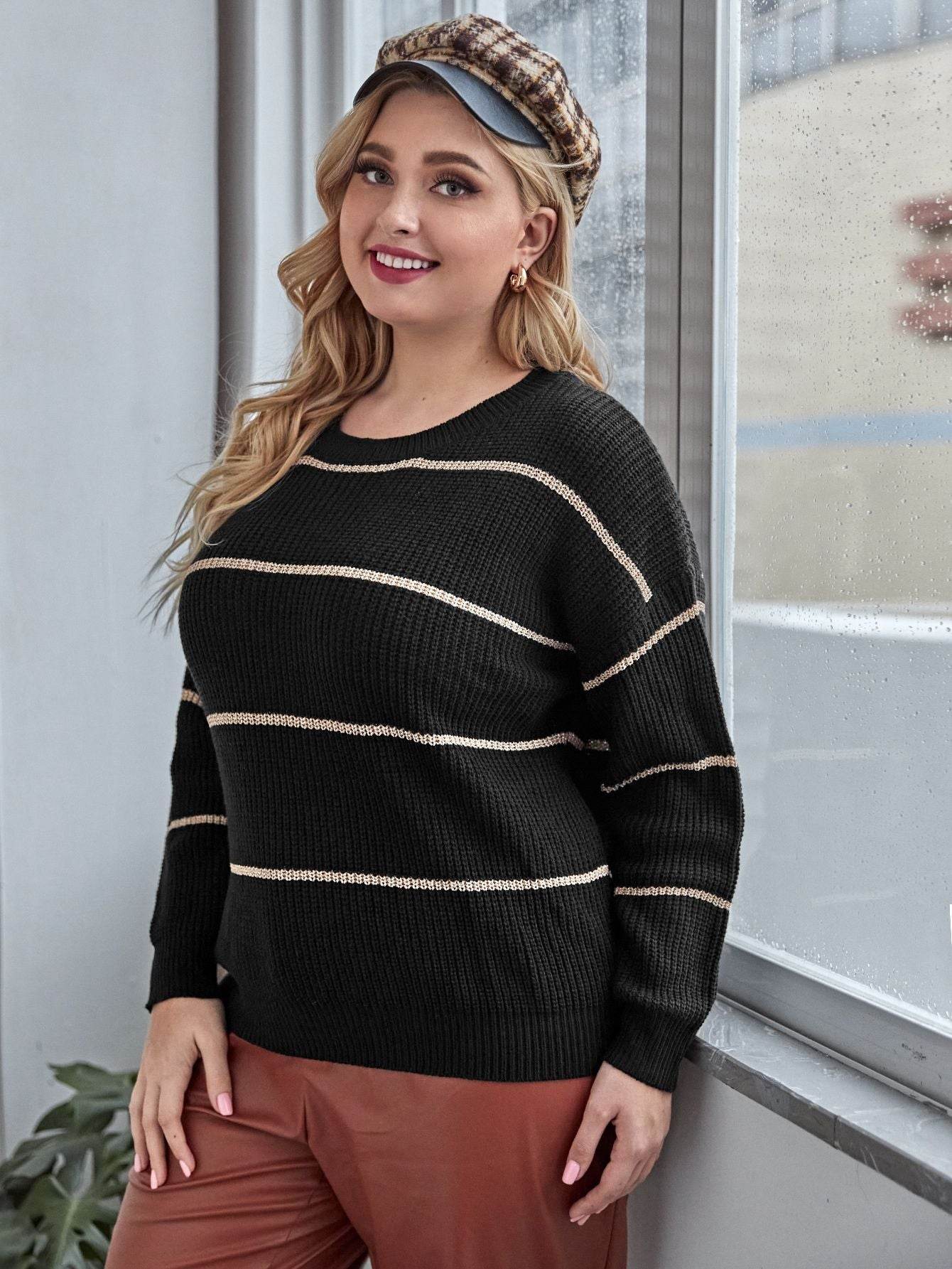 Elegant Large Size Women's Sweater - Hand-Crocheted, Sequined Design - Buy Center US