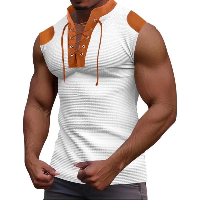 Casual Multicolor V-Neck Sleeveless T-Shirt - Summer Essential for Youth - Buy Center US