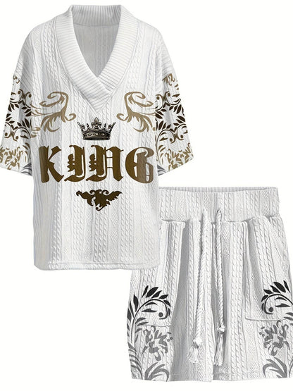 2025 Men’s Casual 3D Print V-Neck Shorts Set - Relaxed Fit Summer Attire - Buy Center US